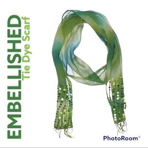 Embellished Tie Dye Scarf
